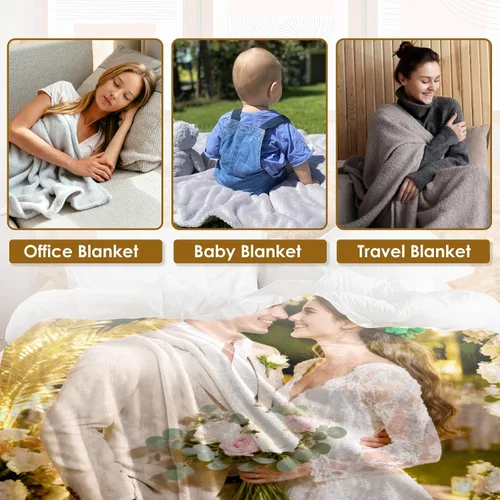 Miniatura 6 de Manta personalizada con imagen, manta personalizada con texto de fotos, manta de fotos personalizada para amiga, mamá y papá, regalos personalizados