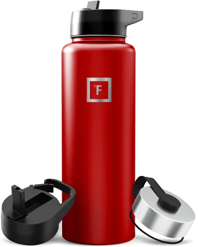 Miniatura 82 de IRON °FLASK Frasco de hidratación para acampar y senderismo con pajilla, botella de agua deportiva de acero inoxidable con aislamiento de boca Dark