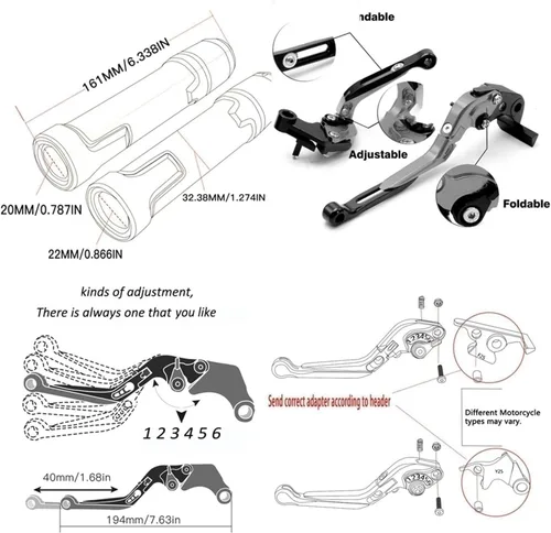 Miniatura 5 de Motocicleta para BMW F850GS 2017 2018 2019 2020 Frenos de motocicleta Barra de acoplamiento Freno de mano Palancas de embrague Manillar Embrague