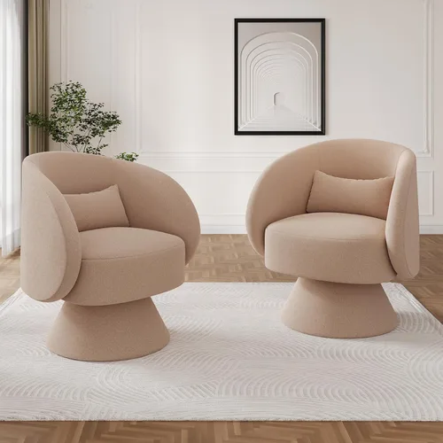 Miniatura 15 de Silla Giratoria de Barril, Sillas Giratorias de Acento Acolchadas Cuddle Tapizadas para Sala de Estar, Cómoda Silla Giratoria Redonda Pequeña Negra