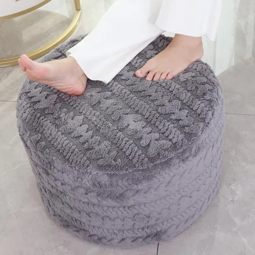 Miniatura 16 de Asuprui Reposapiés Otomano de Tela de Felpa – Puf de Espuma Suave de 20"x14" con Funda Extraíble Perfecto para Sala de Estar, Dormitorio y Lino