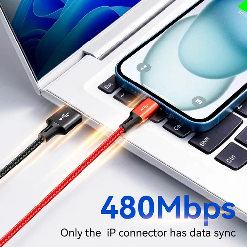 Miniatura 3 de Cable de carga múltiple 3.5A Cable de cargador múltiple trenzado 4 en 1 Cable USB de carga rápida con puertos IP/tipo C/micro para teléfonos
