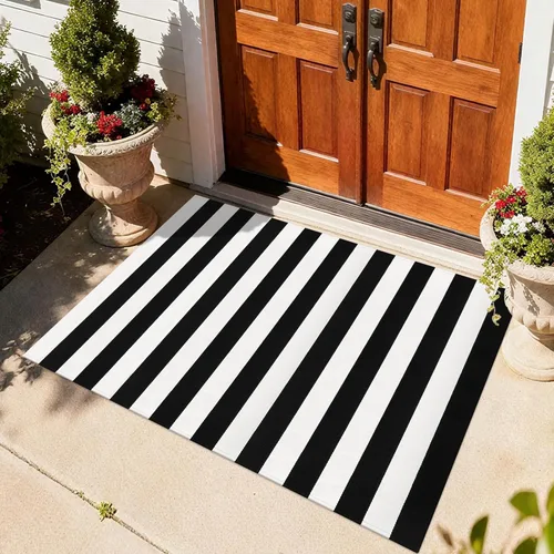 Miniatura 10 de Alfombra Buffalo Plaid Pequeña a Cuadros 2x3 Pies (61x91 cm) Naranja y Negro, Tapete para Puerta Delantera, Navidad Halloween Acción de Gracias