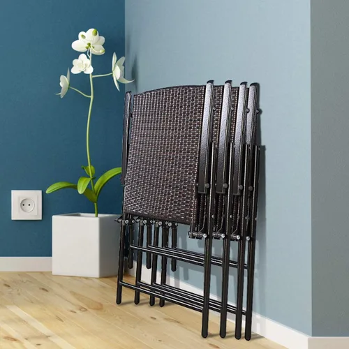 Miniatura 8 de RELAX4LIFE Sillas plegables de patio de 4 piezas, sillas de ratán de polietileno para interiores y exteriores con marco de metal, reposabrazos