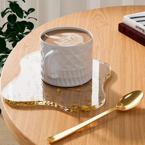 Miniatura 12 de Posavasos Decorativos de Acrílico, Posavasos Irregulares para Bar y Bebidas, Posavasos para Taza de Café con Forma de Nube Transparente, Perfecto