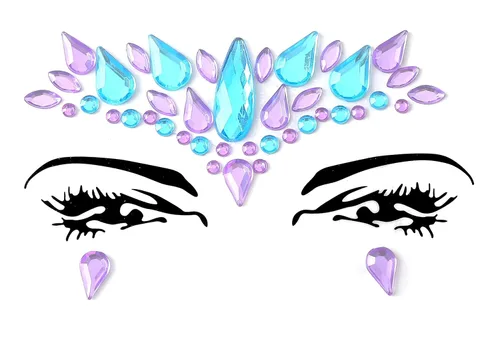 Miniatura 15 de 32 piezas de gemas faciales (diseños aleatorios) autoadhesivas con purpurina para tatuaje, gemas para festivales, fiestas rave, maquillaje corporal