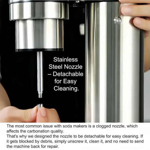 Miniatura 2 de Carbonata cualquier bebida Airosia - Máquina para hacer agua con gas de acero inoxidable 304, máquina carbonatadora con botellas sin BPA (1 L+0.5 L)