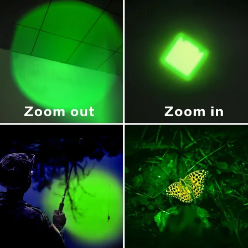 Miniatura 2 de Paquete de 4 linternas de luz verde de un solo modo de 150 yardas, linterna LED con luz verde para observación nocturna