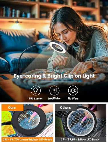 Miniatura 5 de Lupa de Aumento 10X con Luz, 5 Colores + 10 Niveles de Brillo Lámpara de Lectura, Lupa de 58 LEDs con Luz, Lupa Iluminada de 750 Lúmenes