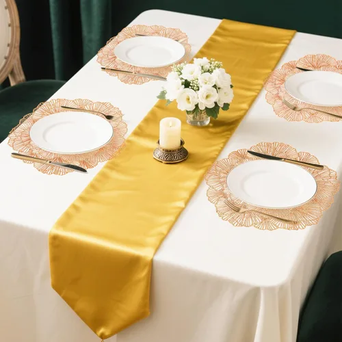 Miniatura 3 de Juego de 4 manteles individuales redondos de vinilo metálico con diseño de flores de oro rosa, manteles individuales para mesa de comedor, cocina