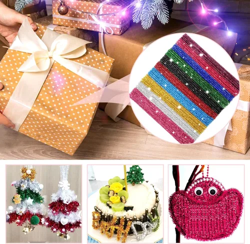 Miniatura 5 de TOAOB - 100 limpiapipas con purpurina, 10 colores, metálicos, suministros para manualidades, tallos de felpilla de 0.236 in x 12 pulgadas