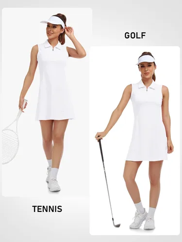 Miniatura 6 de MoFiz Vestido polo de golf para mujer, sin mangas, con cremallera, ligero, de secado rápido, absorbe la humedad, atlético, entrenamiento deportivo