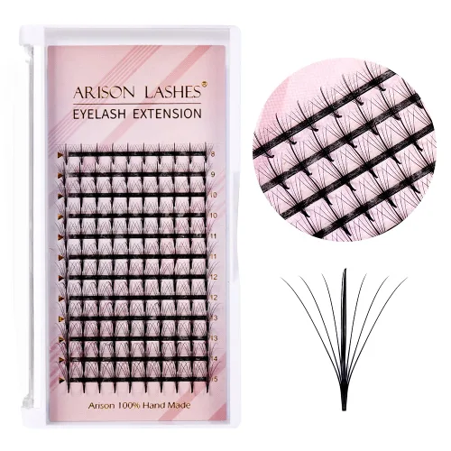 Miniatura 12 de ARISON LASHES Abanicos de pestañas prefabricadas 4D C Curl 0.07, bandeja de pestañas suaves y esponjosas de volumen ruso mezcla de 8 a 0.591 in