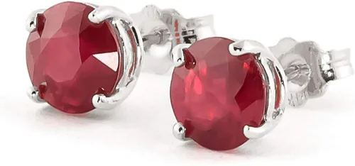 Miniatura 2 de Galaxy Gold GG Aretes de tuerca de rubí blanco macizo de 14 quilates, rosa, oro amarillo, 3.5 ct s (CTW) Ruby- 3487, Gema Metal, Rubí