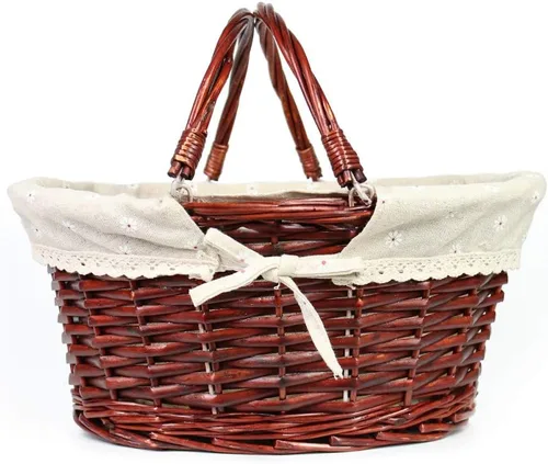 Cestas de regalo de mimbre vacías Cesta de picnic tejida ovalada de sauce Cesta de dulces de Pascua Cesta de vino con asa Cesta de huevos Reunión de