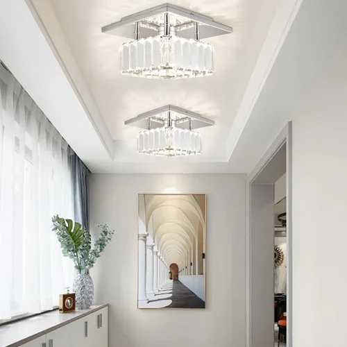 Miniatura 5 de CLAIRDAI Lámpara de techo de cristal cuadrada de montaje empotrado, lámpara de techo LED moderna para cocina, pasillo, vestíbulo, sala de estar