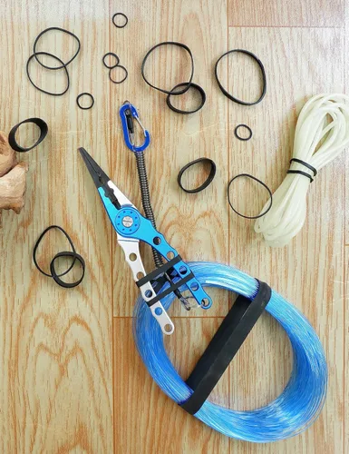 Miniatura 6 de BLUEWING Bandas de goma tácticas de 1.76 oz/8.82 oz, bandas elásticas de goma negras para pesca, tamaño 8#, 32#, 64#, 81#, 105#