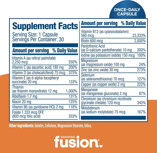 Miniatura 4 de Bariatric Fusion Multivitamínico bariátrico sin hierro 1 por día Pacientes postoperatorios Vitamina sin hierro para bypass gástrico