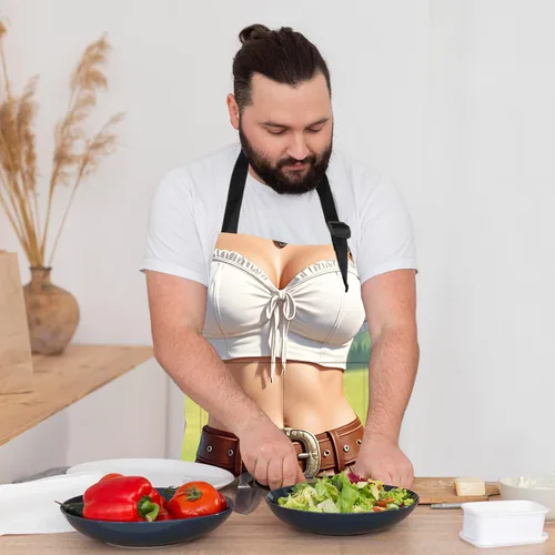 Miniatura 7 de ANNA QUEEN Delantal divertido para mujeres y hombres con bolsillos, delantales de cocina ajustables para cocinar, hornear, jardinería, lindo delantal