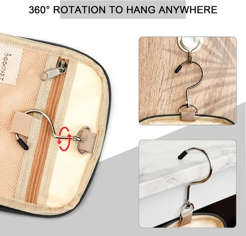 Miniatura 4 de COOSKY Neceser de viaje colgante extragrande para mujeres y hombres, bolsa de higiene, kit organizador de baño y ducha con soportes de banda
