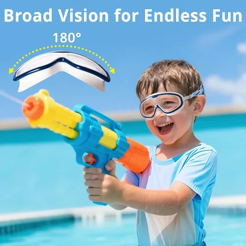 Miniatura 4 de Pixel Panda 2 Pack Kids Swim Goggles with Fabric Strap for 6-14, Anti-Fog Anti-UV No Hair Pulling Wide View Swimming Goggles