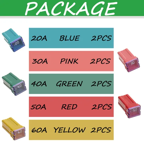 Miniatura 5 de 10 piezas de fusibles en bloque Jcase para camiones, autos y SUV (20A/30A/40A/50A/60A, 2 piezas de cada uno)