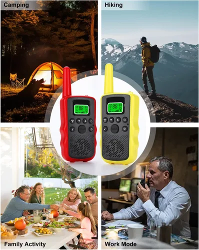 Miniatura 6 de Walkie Talkies de largo alcance para adultos, radios bidireccionales recargables de mano con 22 canales FRS, walkie talkies para niños con linterna