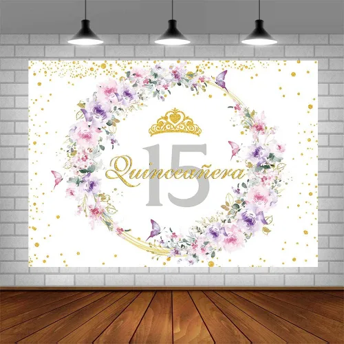 Miniatura 4 de SENDY Telón de fondo de quinceañera de 10 x 7 pies para niña, México, 15 años, suministros de fiesta de cumpleaños para niñas, fondos de fotografía