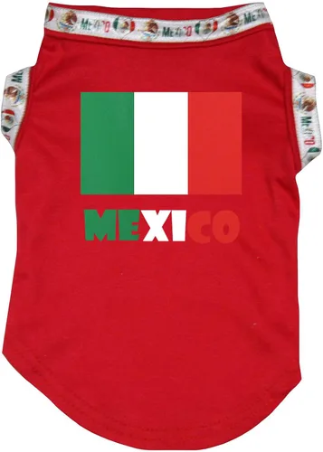 Miniatura 3 de Petitebella Camiseta para perro cachorro con la bandera de México (rojo, talla M)