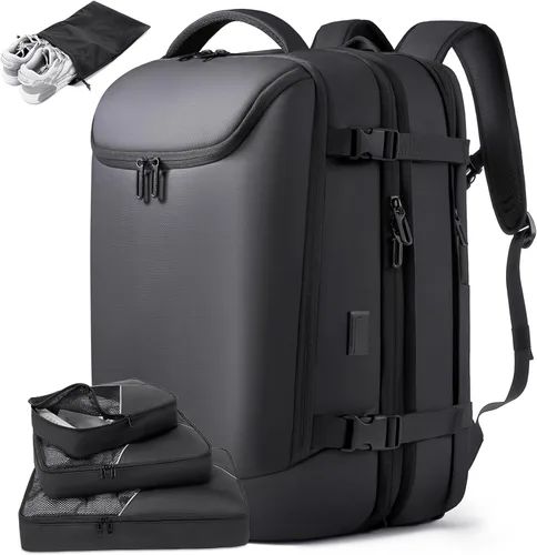Miniatura 14 de TANGCORLE Mochila de viaje expandible aprobada para vuelos, mochila de 17.3 pulgadas para laptop de negocios para mujeres y hombres