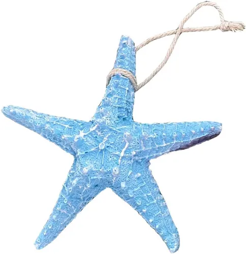 1 estrella de mar de resina artificial grande azul claro de 4.9 pulgadas colgante de estrella de pez estrella para manualidades, playa, lago, casa,