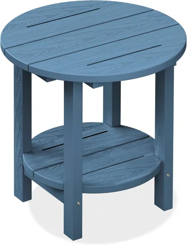 Miniatura 19 de SERWALL Outdoor Round Umbrella Side Table, 3-in-1 Ice Bucket & Side Table & Storage Box, Multi-Functional Use for Porch/Patio/Poolside, Beige