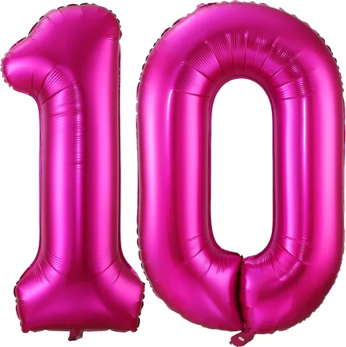 Miniatura 7 de Globo de cumpleaños de 40 pulgadas de color rosa intenso con el número 0, globos grandes de Mylar para fiesta de cumpleaños, aniversario, festival