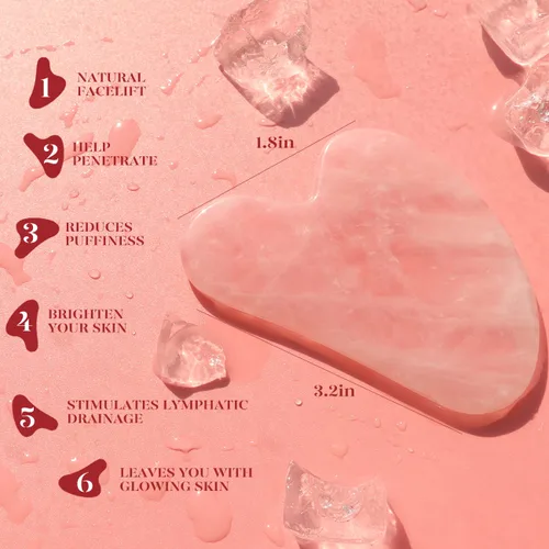 Miniatura 9 de BAIMEI IcyMe Gua Sha Herramienta facial para cuidado personal, herramienta de masaje para cara y cuerpo, alivia tensiones, reduce arrugas y Rosa