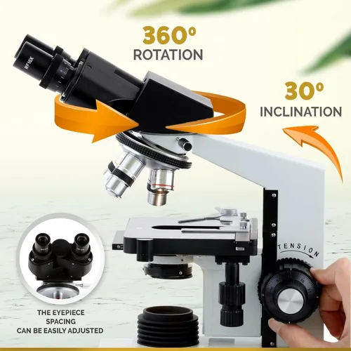 Miniatura 6 de AmScope Microscopio binocular compuesto B490B-M 40X-2000X + cámara de 1,3 MP