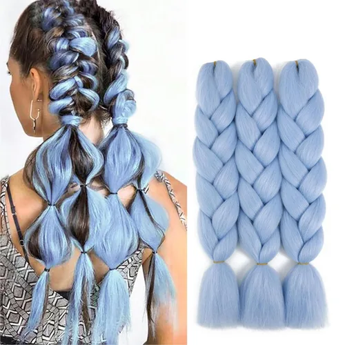 Miniatura 13 de Cabello trenzado rubio, cabello para trenzar de 24 pulgadas, 3.53 oz/pieza, 3 piezas de extensiones de cabello trenzado jumbo de fibra de alta