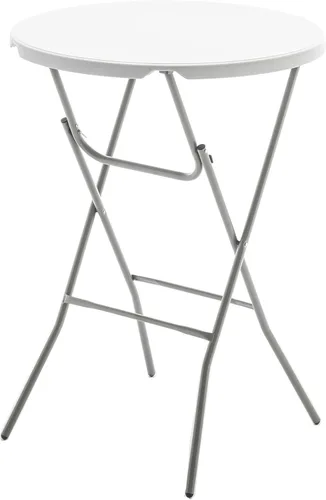 BTExpert Mesa plegable de plástico de granito blanco redonda de 32 pulgadas de altura de barra de 43 pulgadas, mesa comercial portátil para