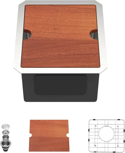 Miniatura 17 de Fregadero Dcolora de 30 Pulgadas para Instalación Bajo Encimera Negro de Acero Inoxidable Fregadero de Cocina Bajo Encimera Estación de Trabajo