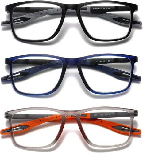 Miniatura 18 de Hubeye TR90 Gafas de lectura deportivas para hombres y mujeres, ultraligeras, flexibles, anti-luz azul (+1.25)