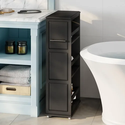 Miniatura 6 de Lavish Home Carrito de almacenamiento delgado de 3 niveles, carrito rodante estrecho de 16.7 x 9 pulgadas con asa y ruedas para baño, lavandería