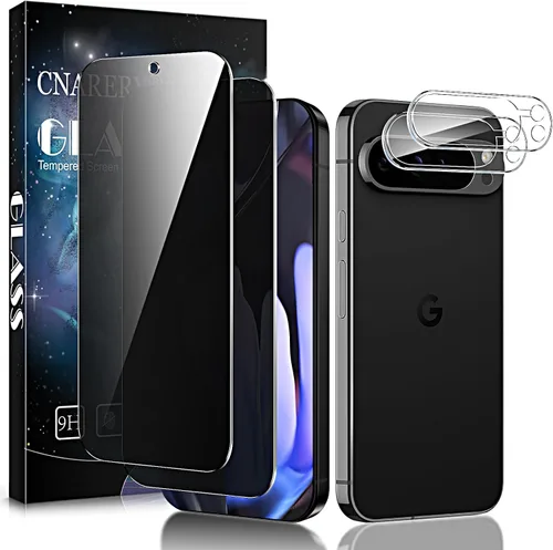 Miniatura 9 de Paquete de 2 + 2 protectores de pantalla de privacidad para Google Pixel 8, antiespía, película de vidrio templado 9H curvada 3D, resistente a