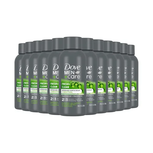 DOVE MEN + CARE Champú y Acondicionador Fortificante 2 en 1 para Cabello Normal a Graso Fresco y Limpio con Cafeína Ayuda a Fortalecer el Cabello