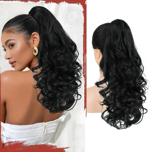 Miniatura 16 de Sofeiyan Extensión de cola de caballo de 11 pulgadas con clip de garra, extensiones de cabello con cola de caballo, cola de caballo larga y rizada
