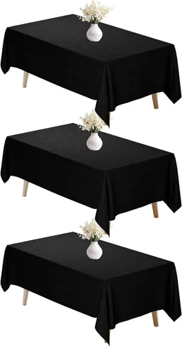 Miniatura 56 de Fixwal Paquete de 2 manteles rectangulares negros de 60 x 102 pulgadas, reutilizables, resistentes, lavables, para mesas de 6 pies, bodas, fiestas