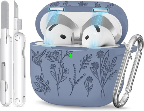 Miniatura 18 de Funda para Airpods Pro 3 con tapa magnética, fundas grabadas con flores para Apple AirPods Pro de 3ª generación 2025, funda de silicona suave