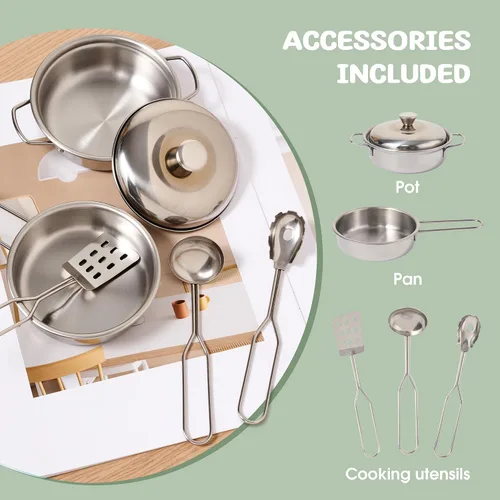 Miniatura 6 de Play Kitchen - Juego de cocina de juguete de madera para niños con luces y sonidos simulados, cocina de madera Montessori con fregadero, estufa