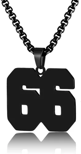 Miniatura 142 de Collar de Número Dorado para Hombre, Cadena de Acero Inoxidable con Colgante de Número para Atletas, Joyería Deportiva Personalizada para Niños