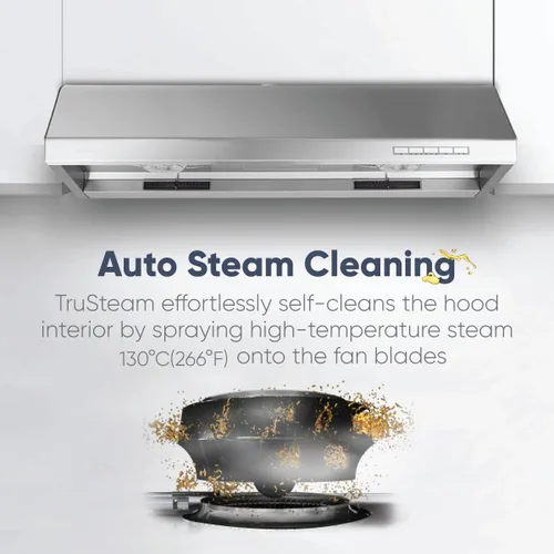 Miniatura 4 de Pacific Trusteam campana extractora, 76.2/36.0 in debajo del gabinete, alta temperatura limpieza automática a vapor, Max 900CFM, luz LED, control