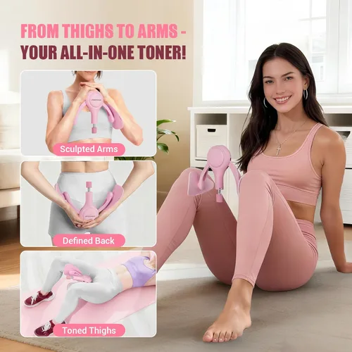 Miniatura 5 de Entrenador de muslos para mujer, dispositivo de ejercicio de suelo pélvico de 360° con banda de resistencia, equipo de entrenamiento de muslos