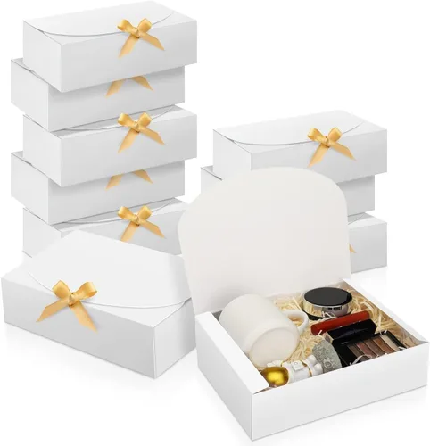 Miniatura 9 de SWANGSA Juego de 11 cajas de regalo negras con tapas, cajas de regalo de papel kraft de 10.6 x 8 x 3 pulgadas para regalos, caja de propuesta